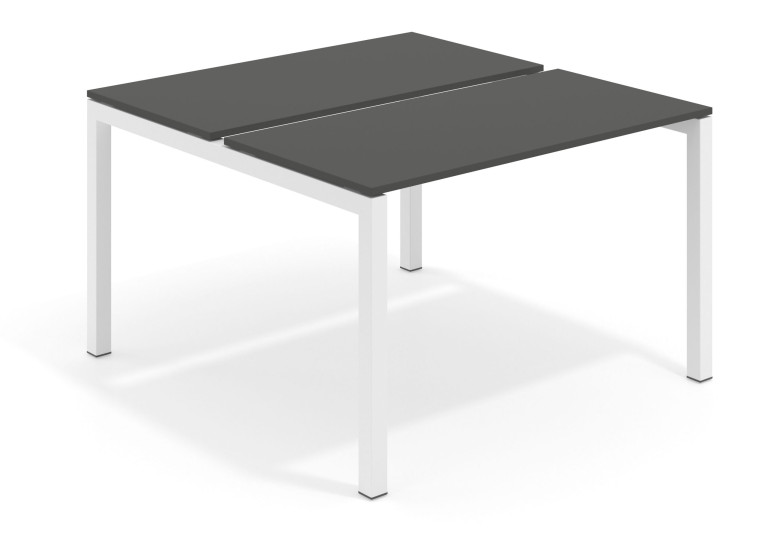 Mesa multipuesto bench Kubika 126 estructura blanca - Pizarra, 100x126 cm, Sin divisor