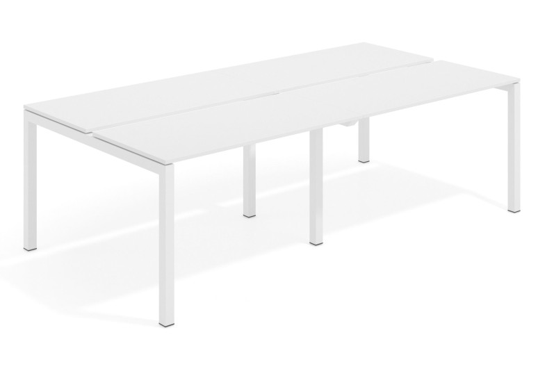 Combinacion Mesa multipuesto bench doble Kubika 126  estructura blanca - Pizarra, 200x126 cm, Sin divisor