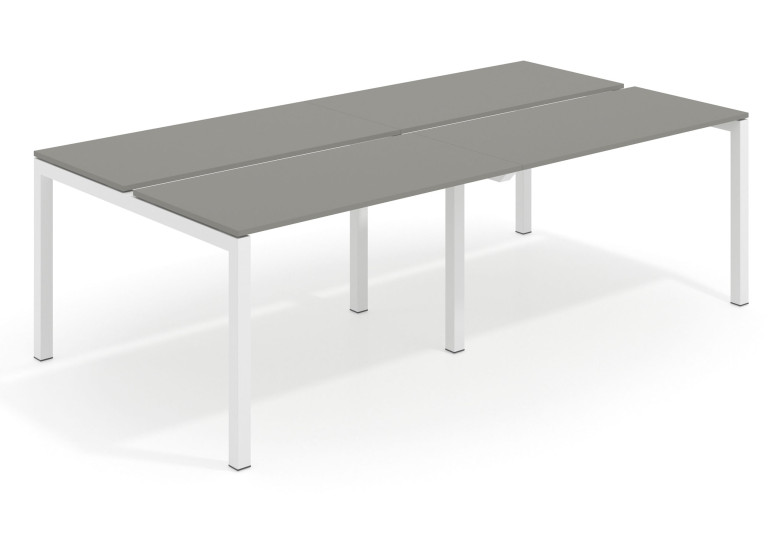 Combinacion Mesa multipuesto bench doble Kubika 126  estructura blanca - Pizarra, 200x126 cm, Sin divisor