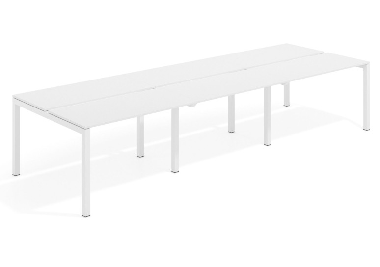 Combinacion Mesa multipuesto bench triple Kubika 126  estructura blanca - Pizarra, 300x126 cm, Sin divisor