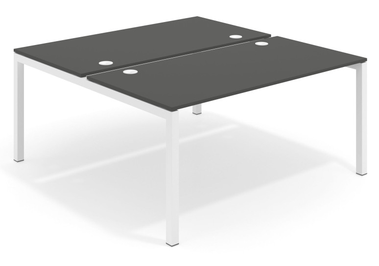 Mesa multipuesto bench Kubika 166 estructura blanca - Pizarra, 120x166 cm, Sin divisor