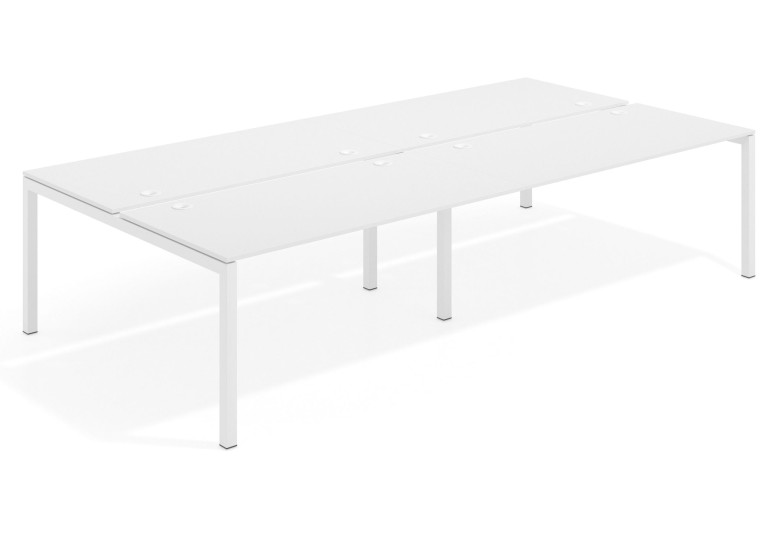 Combinacion Mesa multipuesto bench doble Kubika 166 estructura blanca - Pizarra, 240x166 cm, Sin divisor