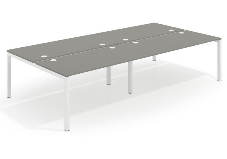 Combinacion Mesa multipuesto bench doble Kubika 166 estructura blanca - Pizarra, 240x166 cm, Sin divisor