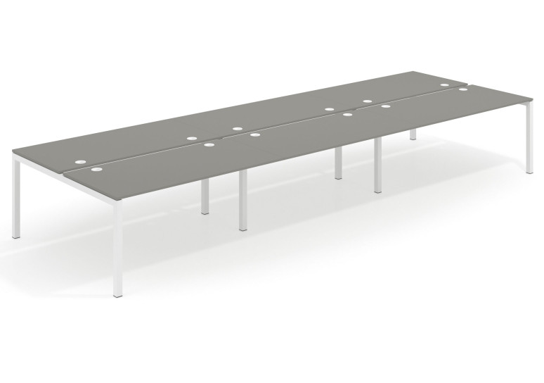 Combinacion Mesa multipuesto bench triple Kubika 166 estructura blanca - Pizarra, 360x166 cm, Sin divisor