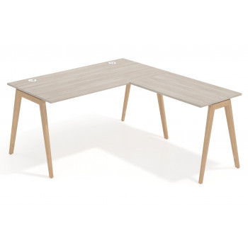 Mesa de escritorio con ala forest, estructura madera maciza - 140x180 cm, Tibet, Sin faldón