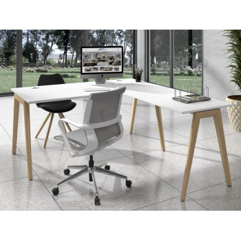Forest - Mesa de escritorio con ala forest, estructura madera maciza - Imagen 2