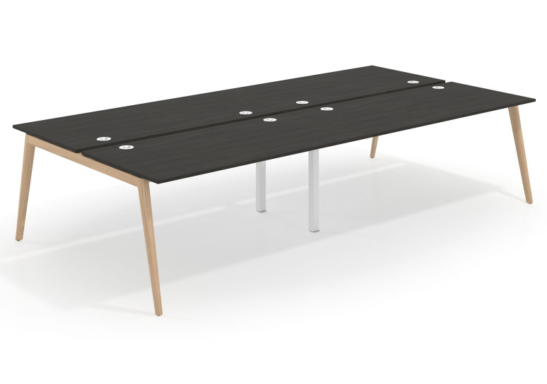 Combinacion Mesa multipuesto bench doble serie Forest 166 - Pizarra, 240x166 cm, Sin divisor