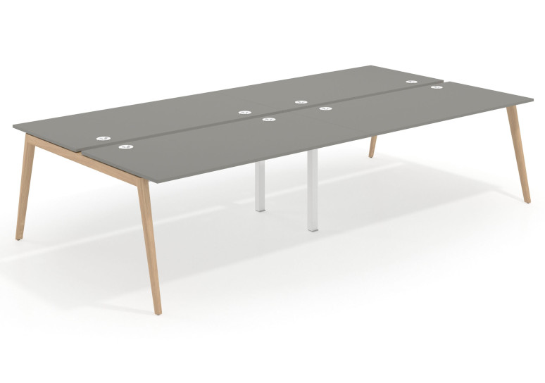 Combinacion Mesa multipuesto bench doble serie Forest 166 - Pizarra, 240x166 cm, Sin divisor