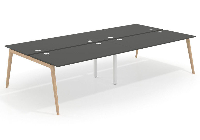 Mesa multipuesto bench doble serie Forest 166 - Pizarra, 240x166 cm, Sin divisor