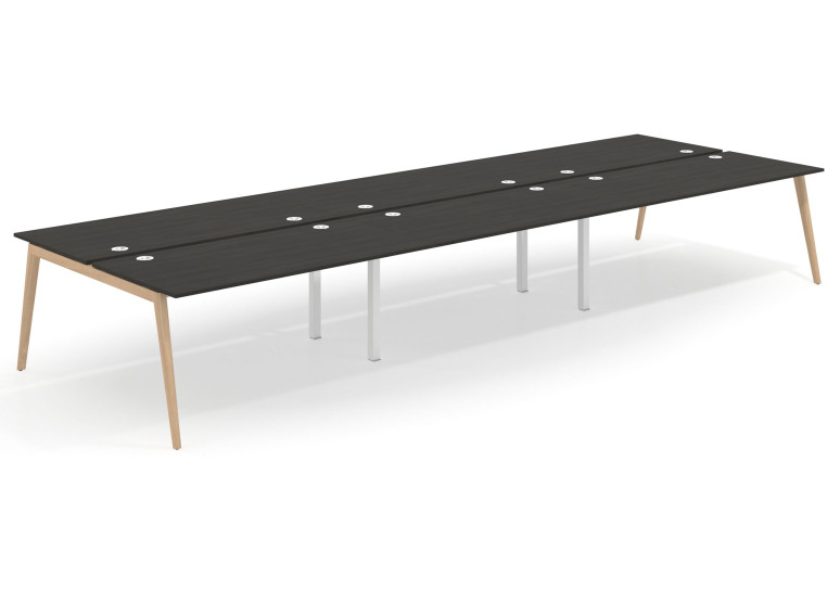 Mesa multipuesto bench triple serie Forest 166 - Pizarra, 360x166 cm, Sin divisor