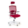 Silla de oficina Kendo white, brazos ajustables, reposacabezas, red - ROJO