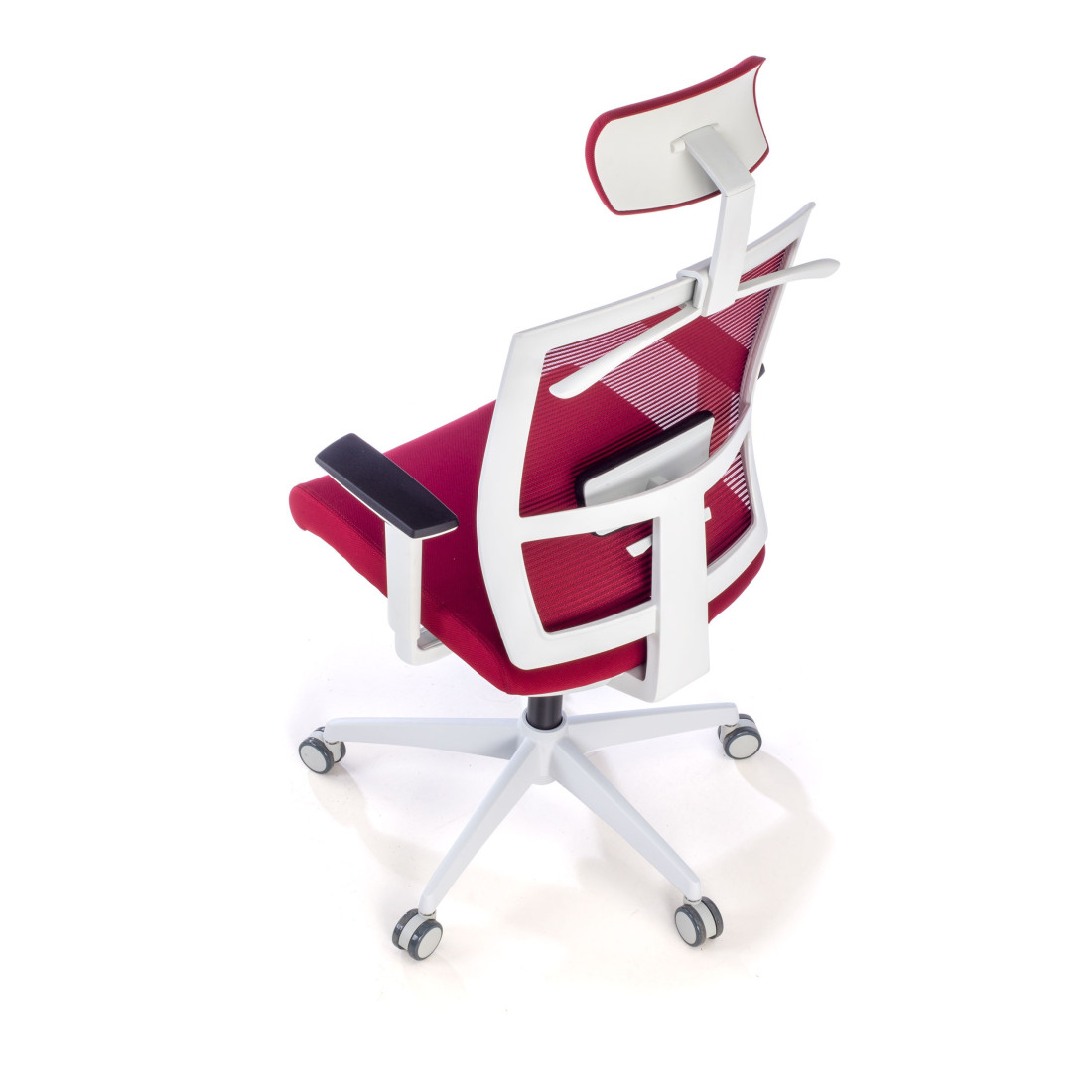 silla ergonomica rojo kendo estructura blanca reposacabezas malla 9