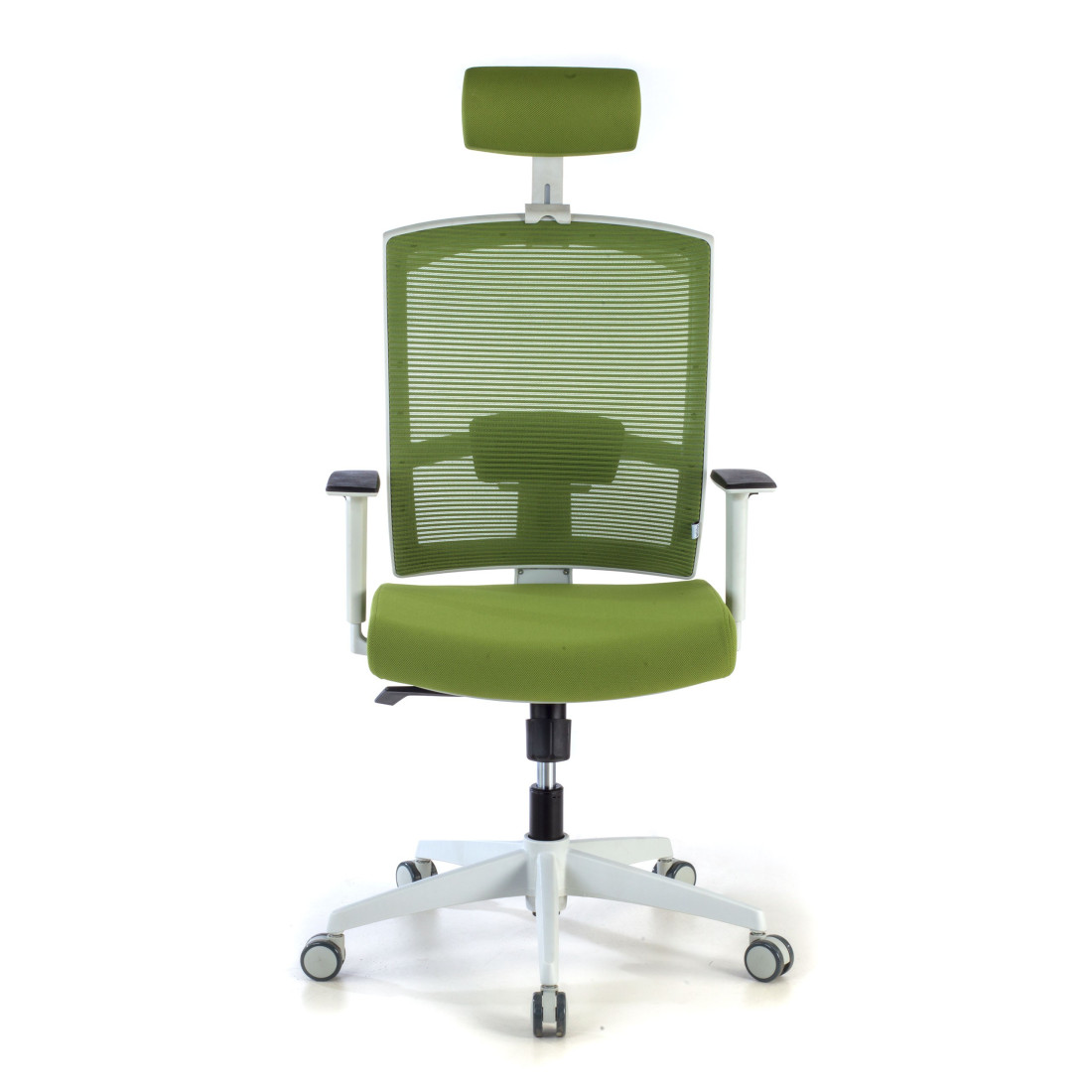 silla ergonomica verde kendo estructura blanca reposacabezas malla 4