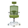 silla ergonomica verde kendo estructura blanca reposacabezas malla 4