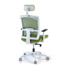 silla ergonomica verde kendo estructura blanca reposacabezas malla 5