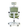 silla ergonomica verde kendo estructura blanca reposacabezas malla 6