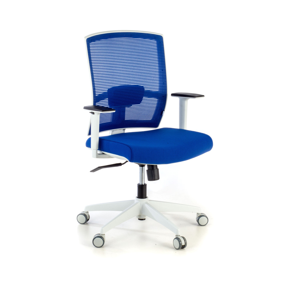 silla ergonomica azul kendo estructura blanca malla 1