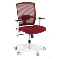 Silla de oficina Kendo white, brazos ajustables, red - ROJO