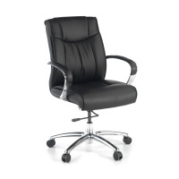 Sillón de oficina Bahía respaldo bajo Piel natural - NEGRO