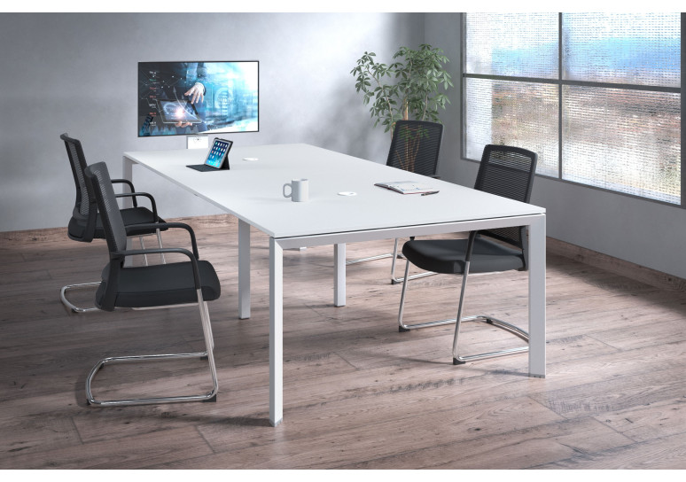 Combinacion Mesa de reuniones Link 126 doble estructura blanca - Iron, 240x126 cm