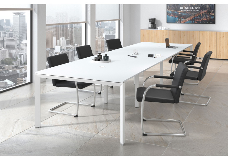 Combinacion Mesa de reuniones Link 126 triple estructura blanca - Pino danes, 360x126 cm