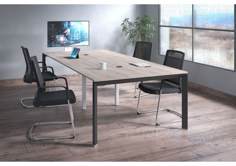 Mesa de reuniones Link 126 doble estructura negro - Iron, 240x126 cm