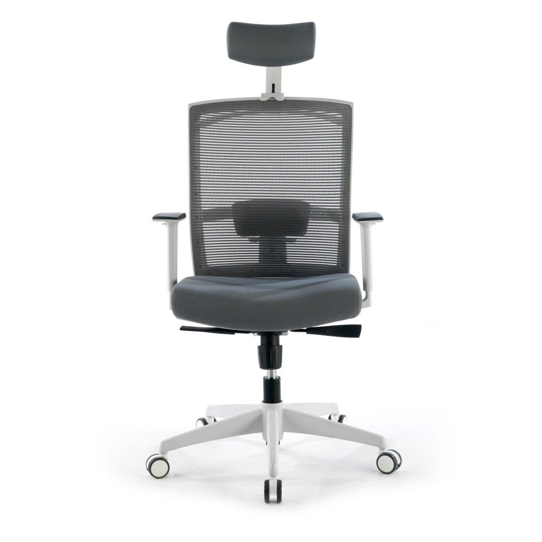 silla ergonomica gris kendo estructura blanca reposacabezas malla 4