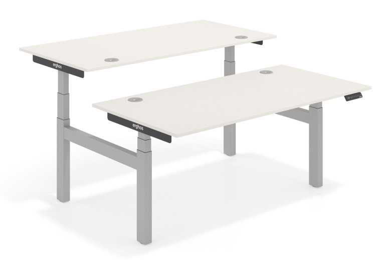 Combinacion Erghos smart pro mesa multipuesto elevable estructura aluminio - Blanco mate, 120x166 cm