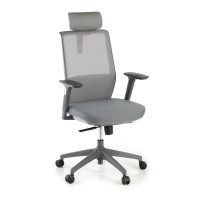 Silla de oficina Wind, respaldo ergonómico, brazos 3D, reposacabezas - Gris