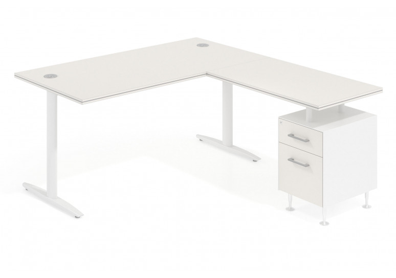 Mesa de escritorio en L work due con cajonera cajon/archivo estructura blanca