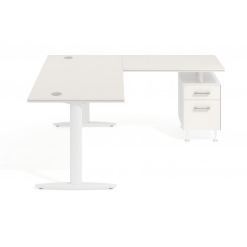 Work Due - Mesa de escritorio en L work due con cajonera cajon/archivo estructura blanca - Imagen 2