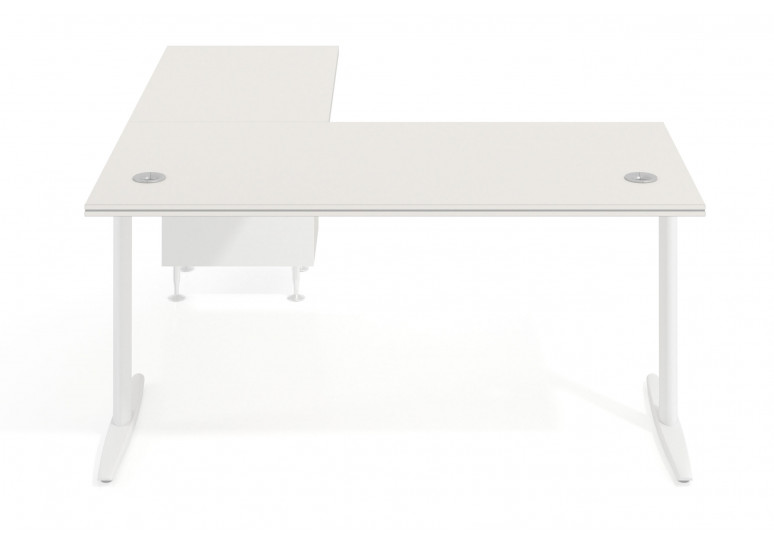 Mesa de escritorio en L work due con cajonera cajon/archivo estructura blanca