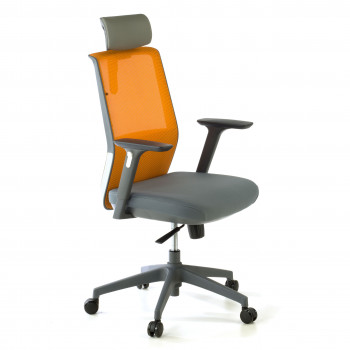 Wind - Silla de oficina Wind, respaldo ergonómico, brazos 3D, red naranja,  reposacabezas - Imagen 1
