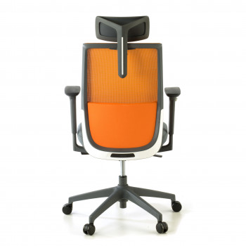 Wind - Silla de oficina Wind, respaldo ergonómico, brazos 3D, red naranja,  reposacabezas - Imagen 2