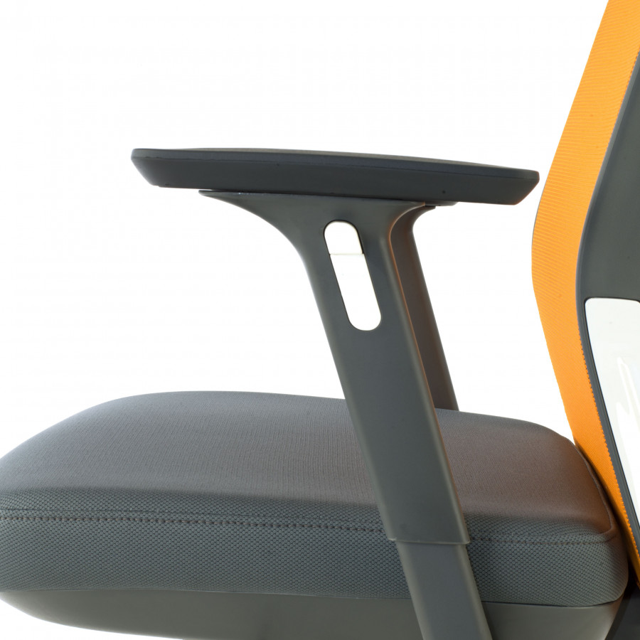 Silla de oficina Wind, respaldo ergonómico, brazos 3D, red naranja,  reposacabezas