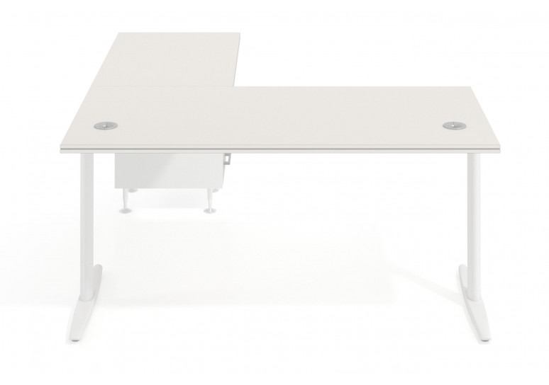 Mesa de escritorio en L work due con cajonera 3 cajones estructura blanca