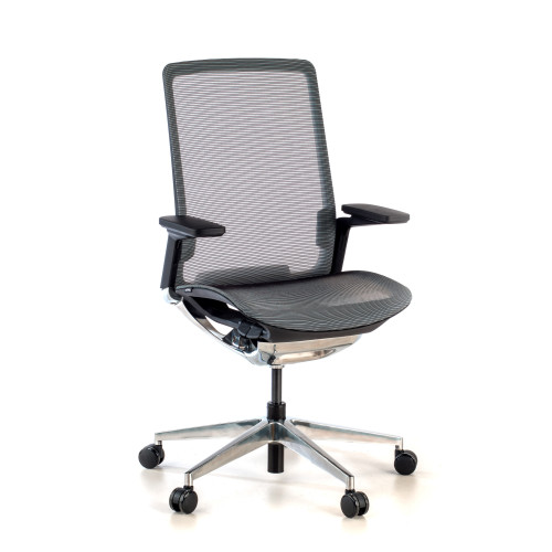 Silla de oficina ergonómica aluminio Duna red negra - NEGRO