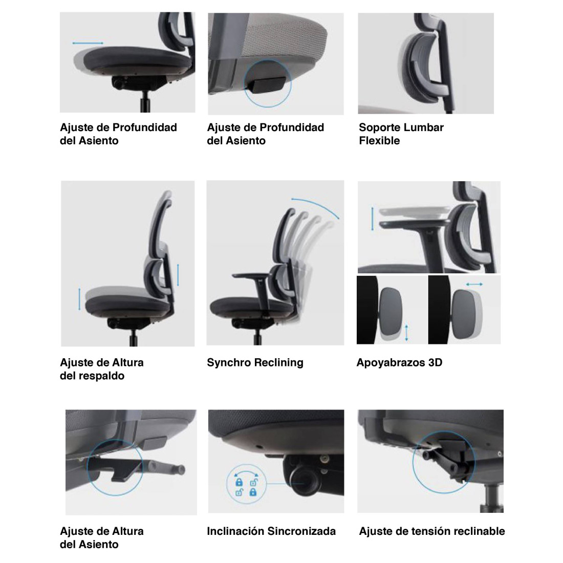 silla ergonomica negro focus malla 10