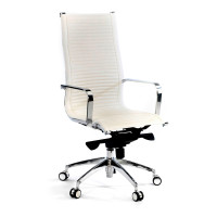 Silla oficina de diseño Croma, respaldo alto - BLANCO