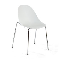 Silla de confidente Flow, 4 patas, estructura acero, apilable - BLANCO