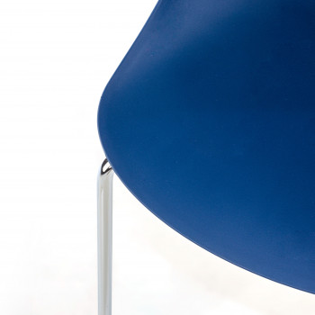 Silla de confidente Flow, 4 patas, estructura acero, apilable, color azul