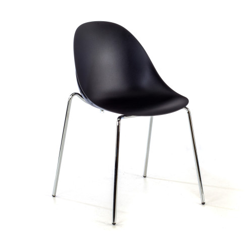 Silla de confidente Flow, 4 patas, estructura acero, apilable - NEGRO