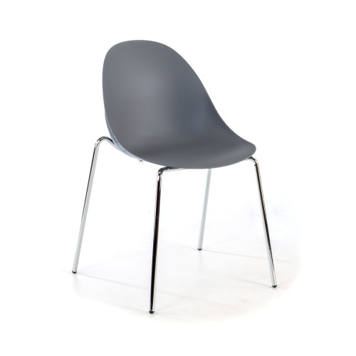Silla de confidente Flow, 4 patas, estructura acero, apilable - Gris