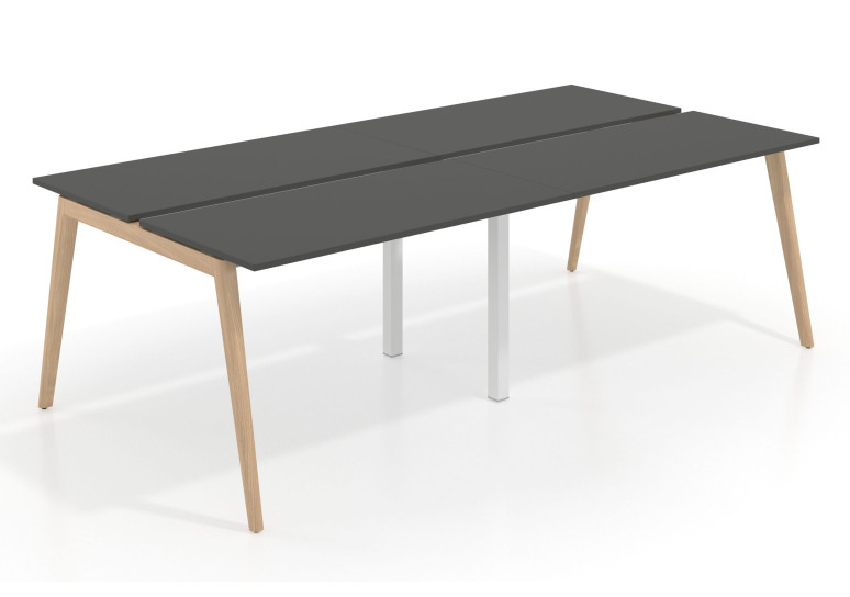 Mesa multipuesto bench doble serie Forest 126 - Pizarra, 200x126 cm, Sin divisor