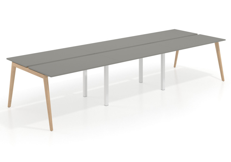 Combinacion Mesa multipuesto bench triple serie Forest 126 - Pizarra, 300x126 cm, Sin divisor