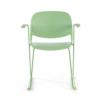 Leya - Silla de confidente Leya con brazos, estructura patin, color verde - Imagen 2