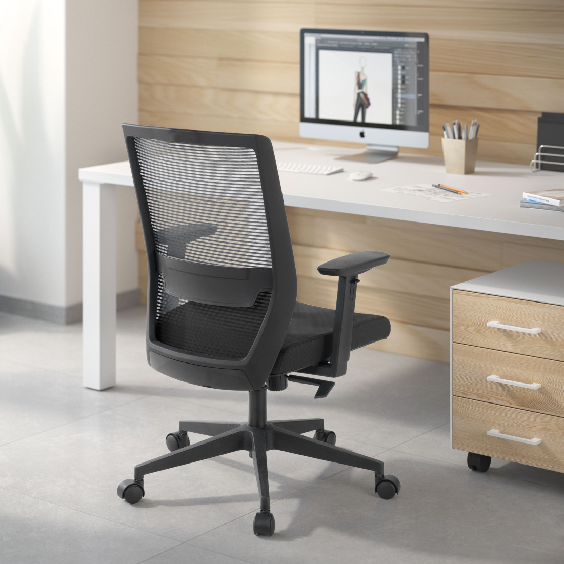 silla giratoria negro axel sin reposacabezas malla 2