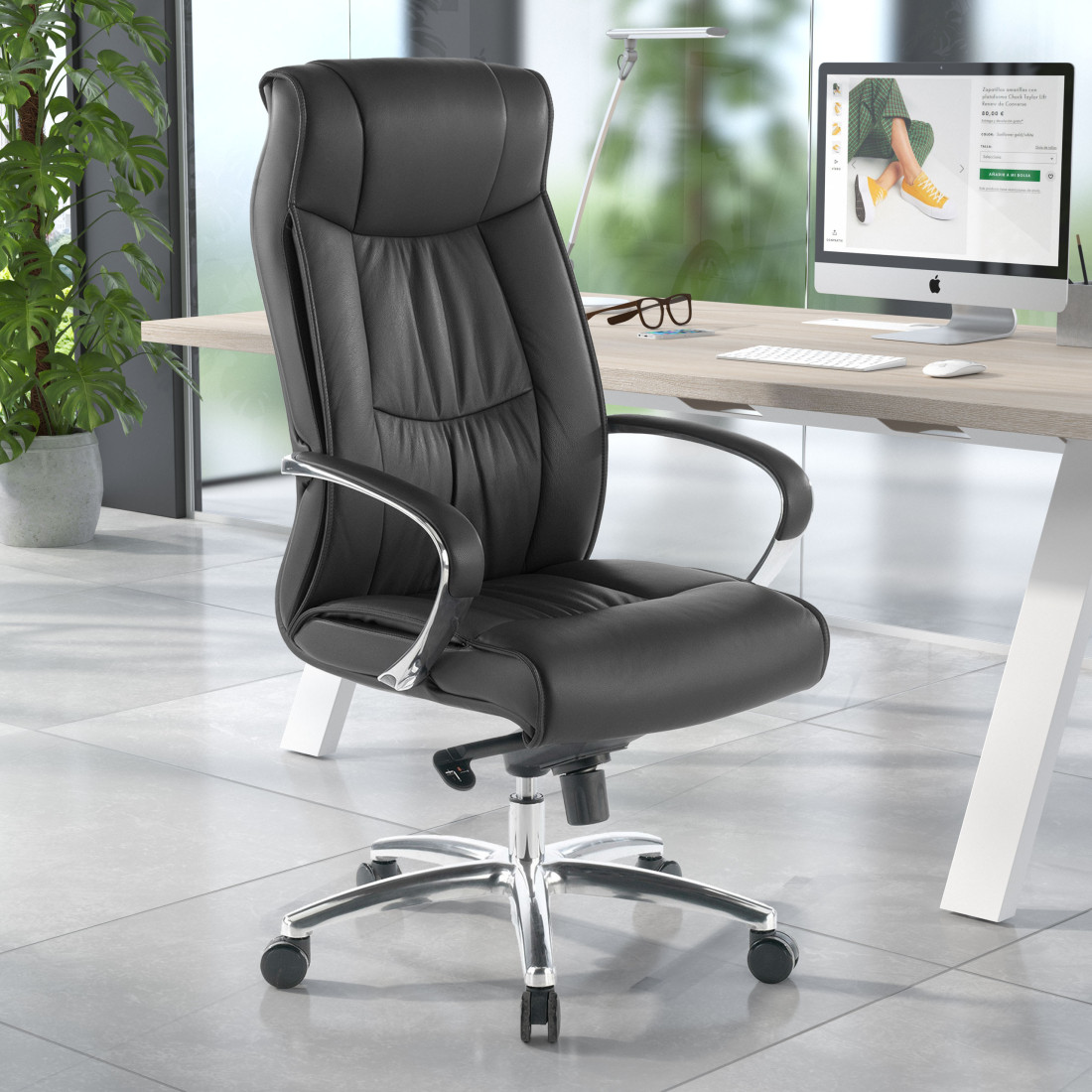 sillon de oficina negro bahia respaldo alto piel sintetica piel sintetica 2