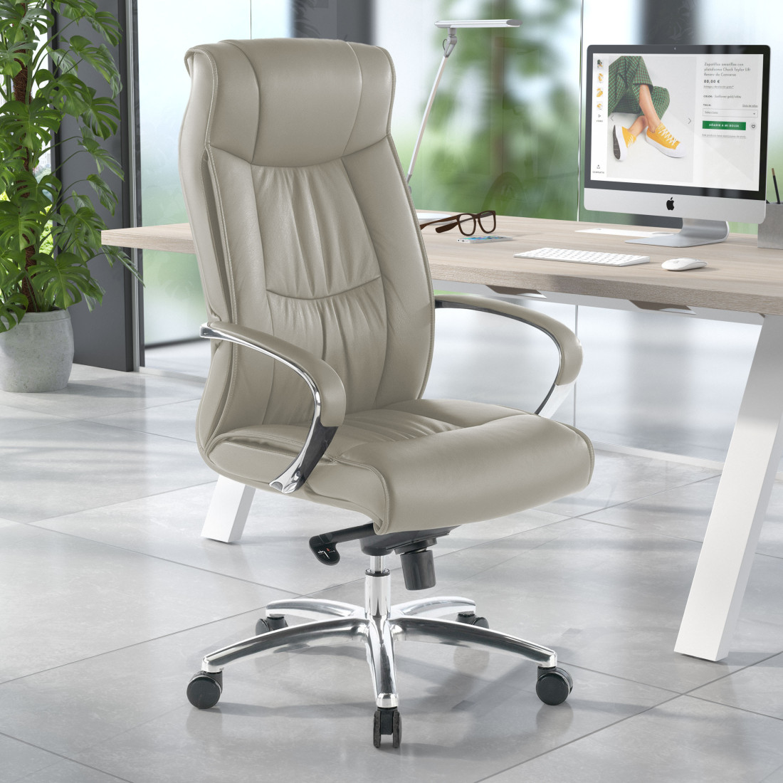 sillon de oficina beige bahia respaldo ato piel natural piel natural 2