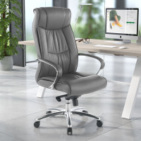 Sillón de oficina Bahia piel natural, brazos de aluminio - Gris Second image